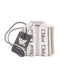 CHLOÉ Nano Woody Mini borsa a tracolla in lino e pelle di vitello OP: 600 €
