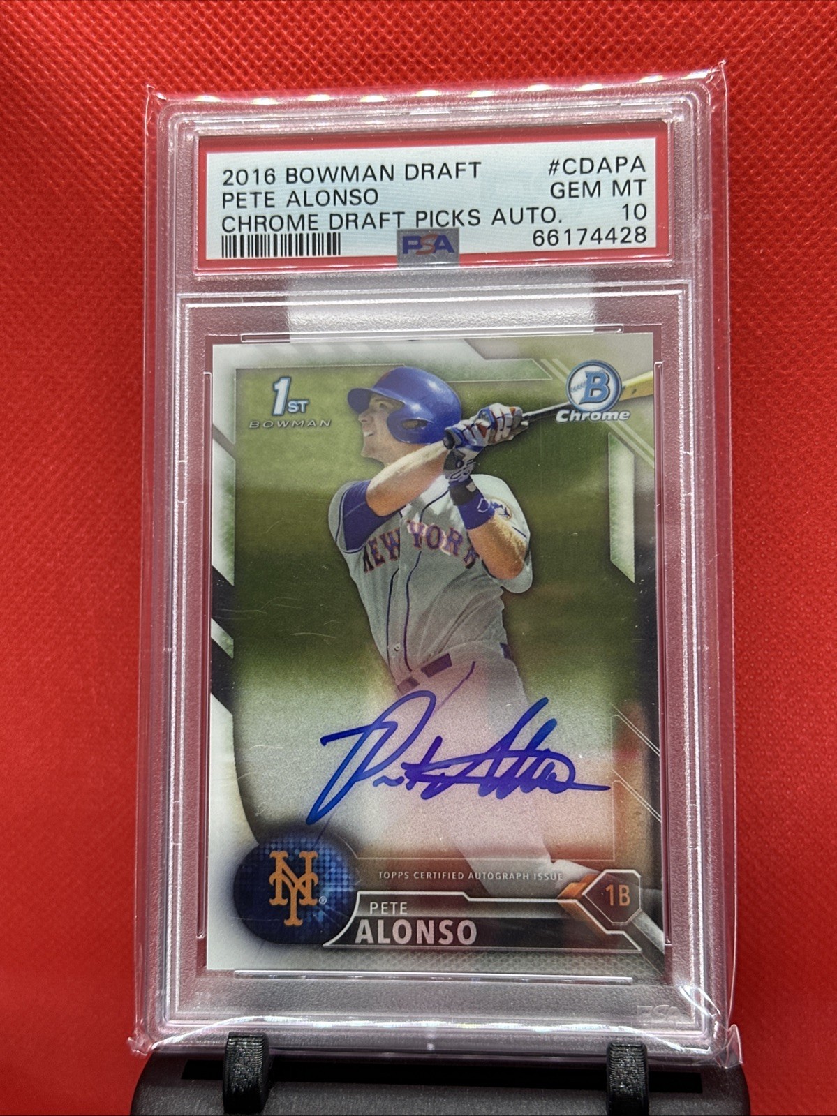 2016 Bowman Draft Pete Alonso Bowman Chrome 1st Draft Auto PSA 10 GEM MINT view 2