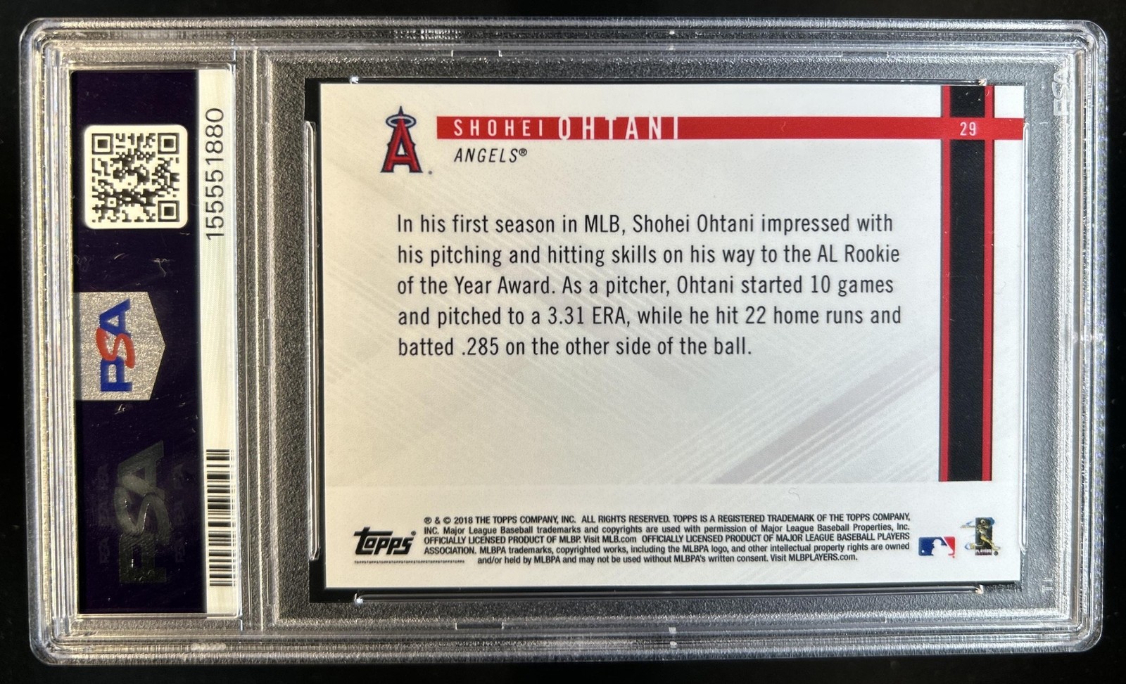 2018 Topps On-Demand Rookie Year in Review Shohei Ohtani RC #29 Angels PSA 10 view 2