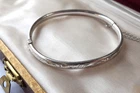Vintage Sterling Silver Clamper Bangle ? Hinged Etched Bracelet 8g Signed 6.3cm