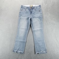 Democracy Jeans Womens 6 Blue Straight Ankle Fray Ab Technology Mid Rise