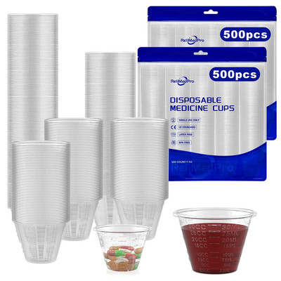 ReliMedPro disposable medicine cups graduated, 1 oz-Thickened, Transparent