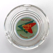Vintage Marketing Ashtray Marty's Valley Inn Oceanside California CA