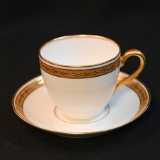 Limoges Theodore Haviland Cup & Saucer Demitasse White Encrusted Gold 1904-1925