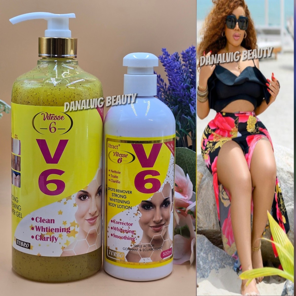 Vitesse 6 (V6) Exfoliating/cleansing Shower Gel & Whiitning Body Lotion Formula Vitesse 6 (V6) Exfoliating/cleansing Shower Gel & Whiitning Body Lotion Formula