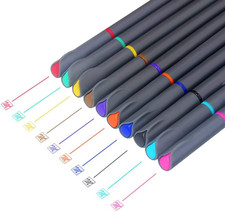 Fineliner Color Pen Set, 0.4mm Colored Fine Liner Sketch Drawing Pen, Pack of 10