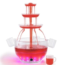 Party Drink Fountain - 1.5 Gal 3-Tier Punch Bowl with LED Base & 4 Cups