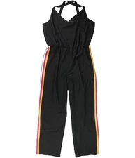 bar III Womens Varsity-Stripe Jumpsuit, deepblack, XL