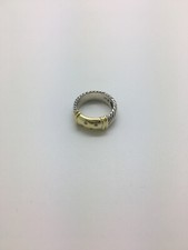 David Yurman Sterling Silver 14K Gold Diamond Metro Ring Size 6