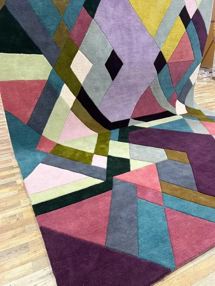 8x10 Rug Multi Color Hand-Tufted Nz Wool Soft Beautiful soft Quality office Rug - Image 4 of 4