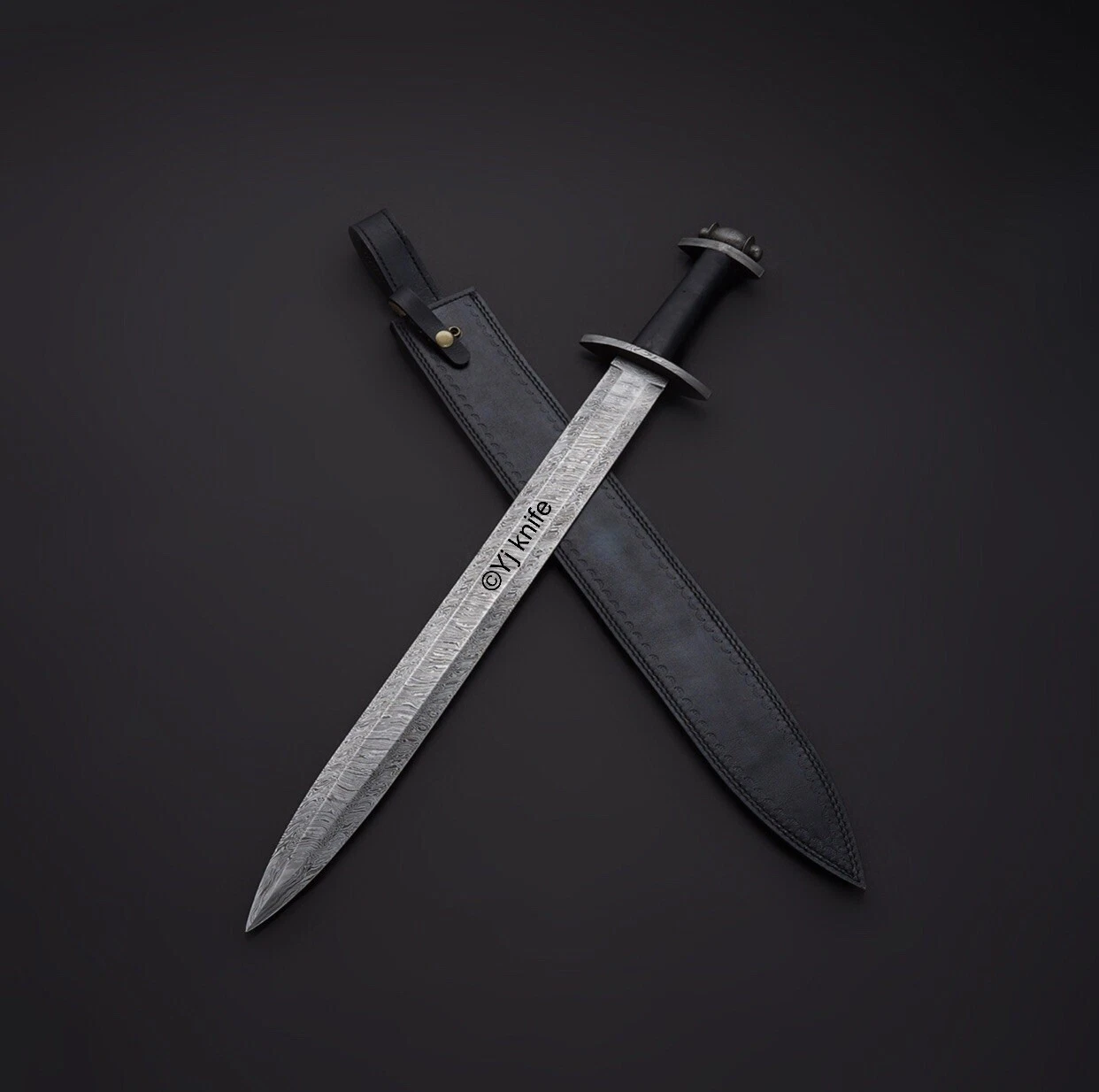 Viking, Sword Battel Ready, Custom Handmade Damascus Steel 27 Inches With Sheath