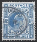 GB EDVII De La Rue Sg 265, 10/- Ultramarine, Fine used. {TT523-165}