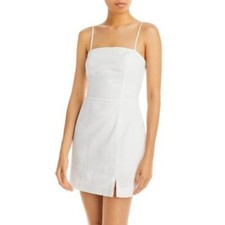 AQUA Ladies White Textured Lace Up Back Mini Dress, Size Medium, NWT!