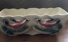 Vintage Large 9”x 3 1/2” Succulent Planter,Pink Birds/Green leaves,Raised Design — photo 1