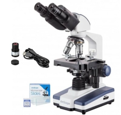 AmScope 40X-2000X Fernglas LED Verbindung Mikroskop+3MP Digitalkamera+Folien