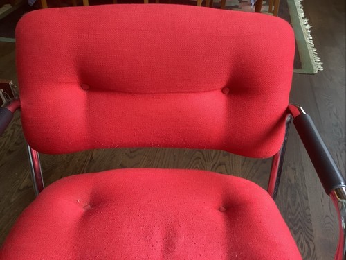 Vintage 80s MCM Style STEELCASE CANTILEVER #421 Chrome Red Chair - Picture 7 of 11