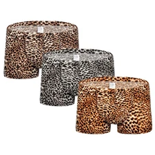 Men's Boxer Briefs Low Rise Sexy Leopard Print Underwear Man Shorts Underpants