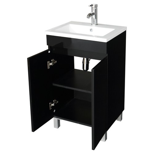40"/48" Bathroom Vanity Double Sink Cabinet with Faucet & Drain Set White/Black - Picture 13 of 23