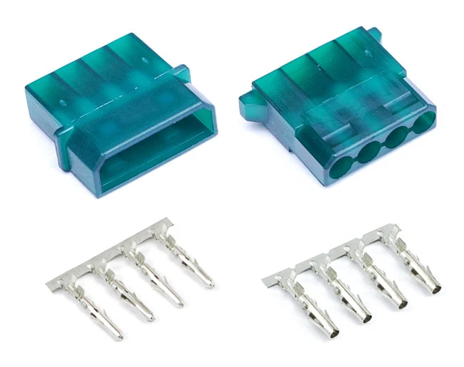 Set of Green Male & Female 4 Pin Molex Connectors with Pins for PC Power Supply - Image 2 of 2