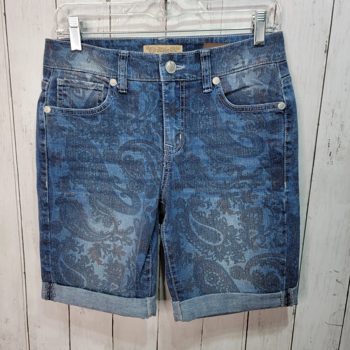 Nine West Vintage America Bermuda Shorts Size 4 Blue Paisley Print