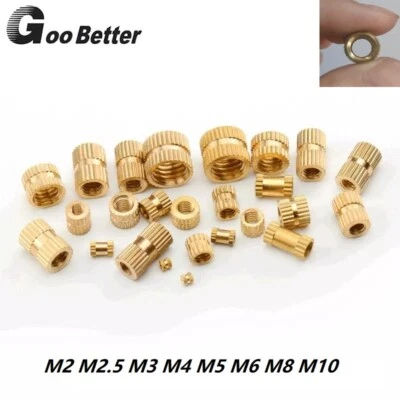 GOO BETTER Knurl Insert Nut Threaded Round Metric Brass Solid Embedded M2 M2.5 M3 M4