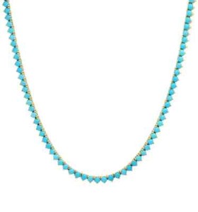 Authentic Lab Created Vintage Tennis Turquoise Necklace Retro Boho Antique Choker For