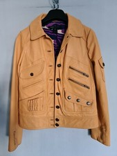 Marc Jacobs Leather Jacket Womens Biker Bomber Camel Colour Size S/10