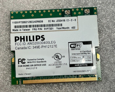 NEW PHILIPS / IBM 11a/b/g Wireless Lan Mini PCI Adapter 91P7301 PH12127-E