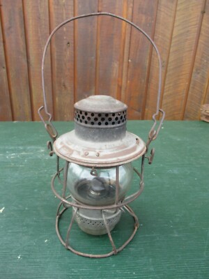 Vintage Train Railroad Lantern Signed HIRAM PIPER CO LTD and Has Glass Globe 