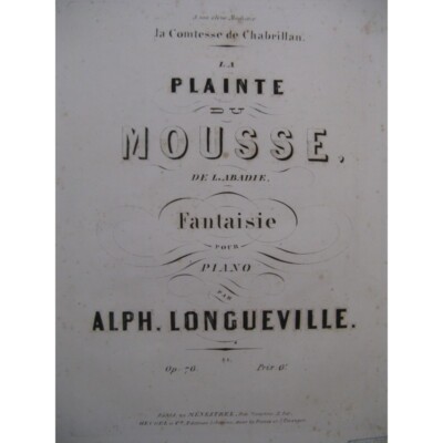 LONGUEVILLE Alph. Die Klage Des Maates Klavier 19. Jahrhundert