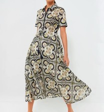 Tory Burch Sundial Printed Shirt Dress Sun Compass Astrology Navy Blue XS