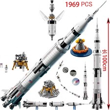 1969 pieces Apollo Saturn 5 Model Building Blocks Space Rocket Series Set Assemb