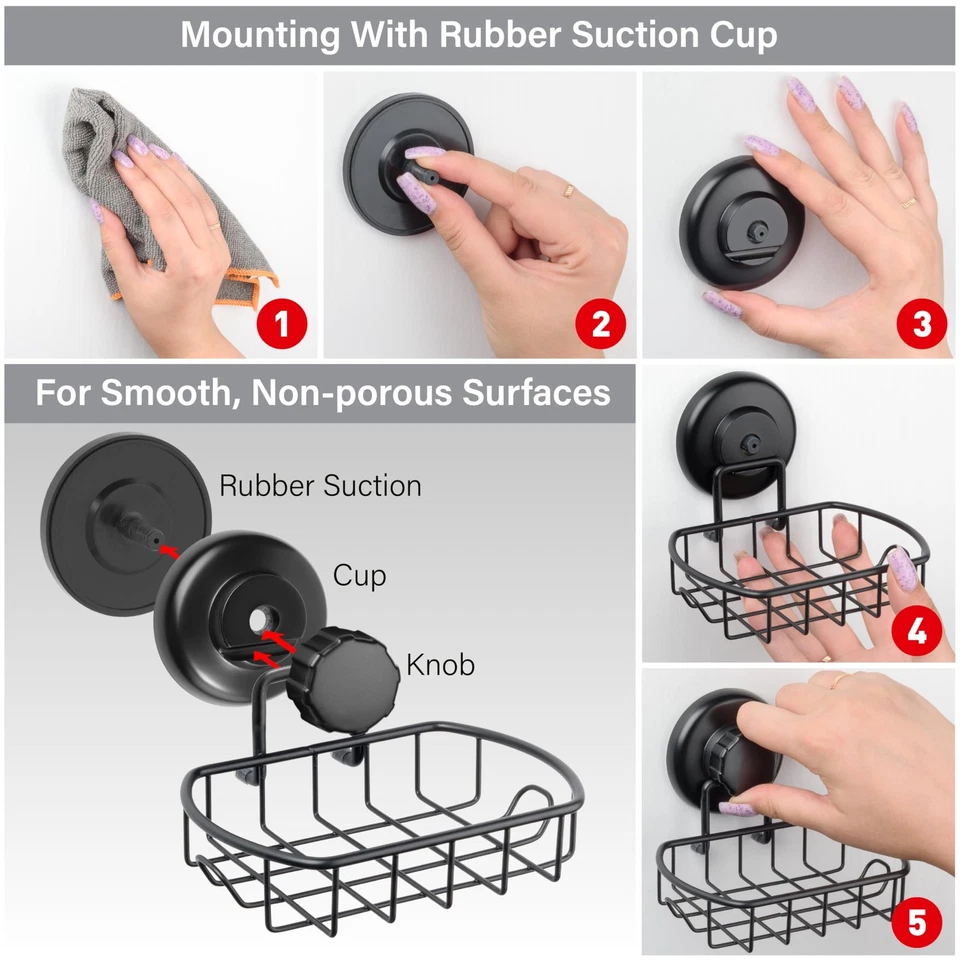 Jabonera con ganchos - Jabón de ducha con ventosa de vacío súper potente Foto 2 de 4