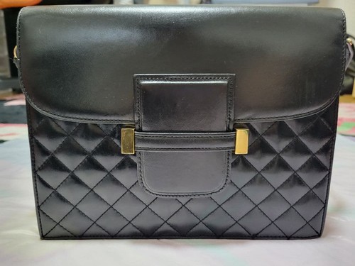 Yves Saint Laurent Shoulder Bag Handbag Leather Black Quilting Condition good
