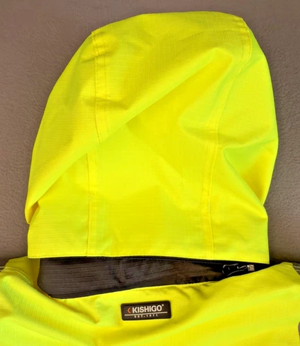 Kishigo Ripstop Bomber Jacket Hi Vis Yellow Reflective Men Medium JS130 VG image 6