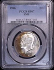 1966 Kennedy Half Dollar PCGS SP67 SMS, Toned, FREE SHIPPING, 40% Silver