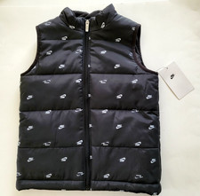 Nike Boys puffer vest Full Zip Allover Logo Size 6 Black
