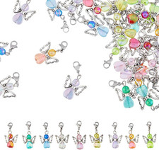 36Pcs 9 Colors Angel Wing Charm Colorful Fairy Dangle Pendants Acrylic Heart Bea