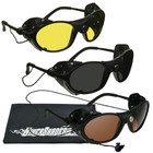 Glacier Sunglasses Goggles Leather Side Shields HD Smoke Yellow Blue Light Block