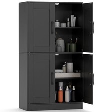 Bathroom Cabinet w/Doors Adjustable Shelves Storage Organizer for Living Room