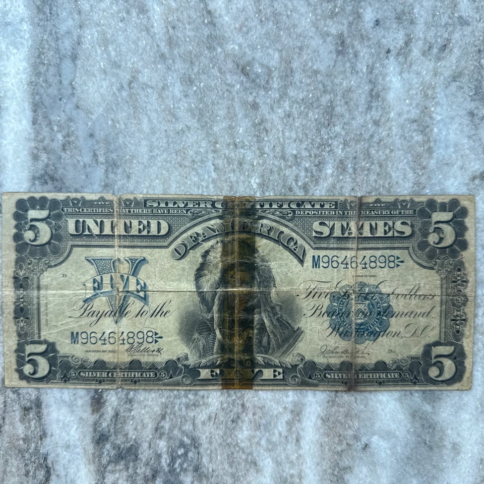 1899 $5 Silver Certificate Indian Chief Circulated Fr#279 (Elliot/Burke) - Image 2 of 4