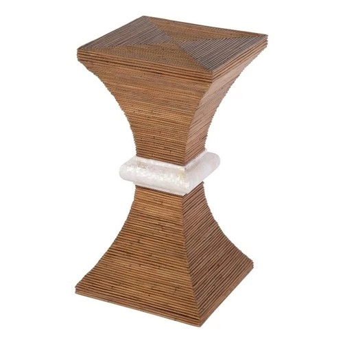 Butler Specialty Company Marikit 13"W Square Wood and Arorog Side Table-Brown - Picture 1 of 5