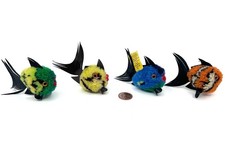 Steiff Woolen Coral Fish x 4 Colors 1960s 3 ID buttons 1 tag 7cm 3in Wool PomPom