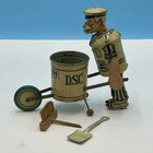 1930's Marx Tidy Tim Street Cleaner Tin Litho Wind Up Toy - See Video Two Tools