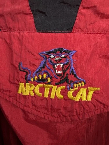 Vintage 90s Arctic Cat Race Cat Pullover Jacket XXL Checkered Snowmobile USA image 3