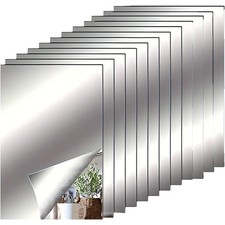Self Adhesive Acrylic Mirror Tiles 8x6 Inch 12 Pack Flexible Non Glass Mirror