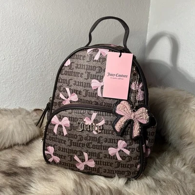 Beautiful JUICY COUTURE SIMPLY SWEET BACKPACK DARK BROWN PINK BOWS Juicy Couture Simply Sweet Pink & Brown Bow | Mercari main image 4