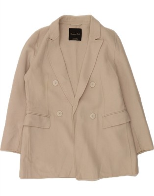 MASSIMO DUTTI Womens Open Double Breasted Blazer Jacket EU 44 XL Beige BB13