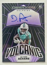 2023 Obsidian Electric Etch Purple Volcanic De'Von Achane RC Rookie AUTO /75