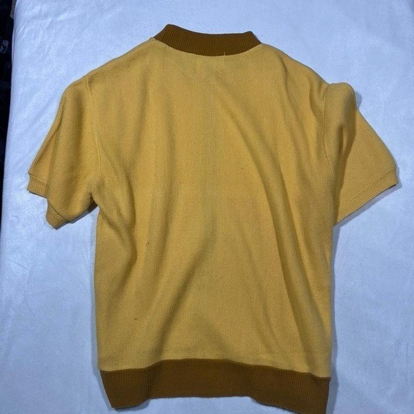Vintage Richman Brothers Orlon Acrylic Yellow Short Sleeve Mock Neck Sweater M